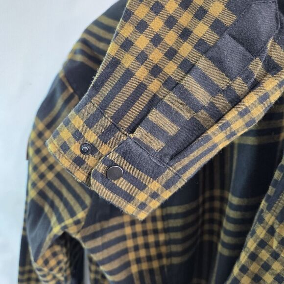 Subaru Shirt Mens Large Black Yellow Plaid SButton Up Long Flannel Lightweight - Picture 11 of 15